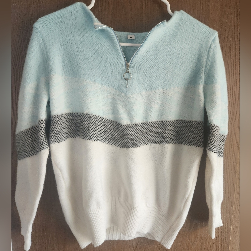 Blue and White Sweater
